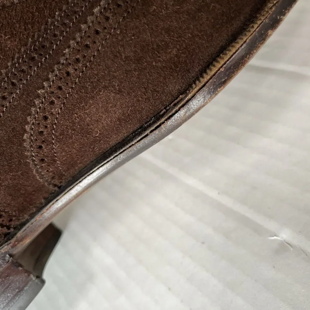 Bally Mens Sz 9.5 Brown Suede Wingtip Oxford Derby Brogue Shoes Made in Italy